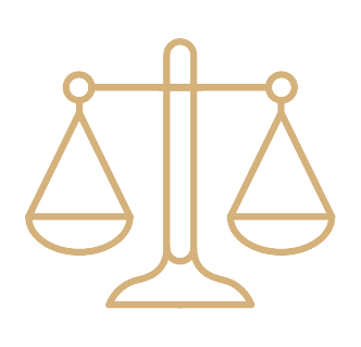 Icono que representa el derecho civil en dorado